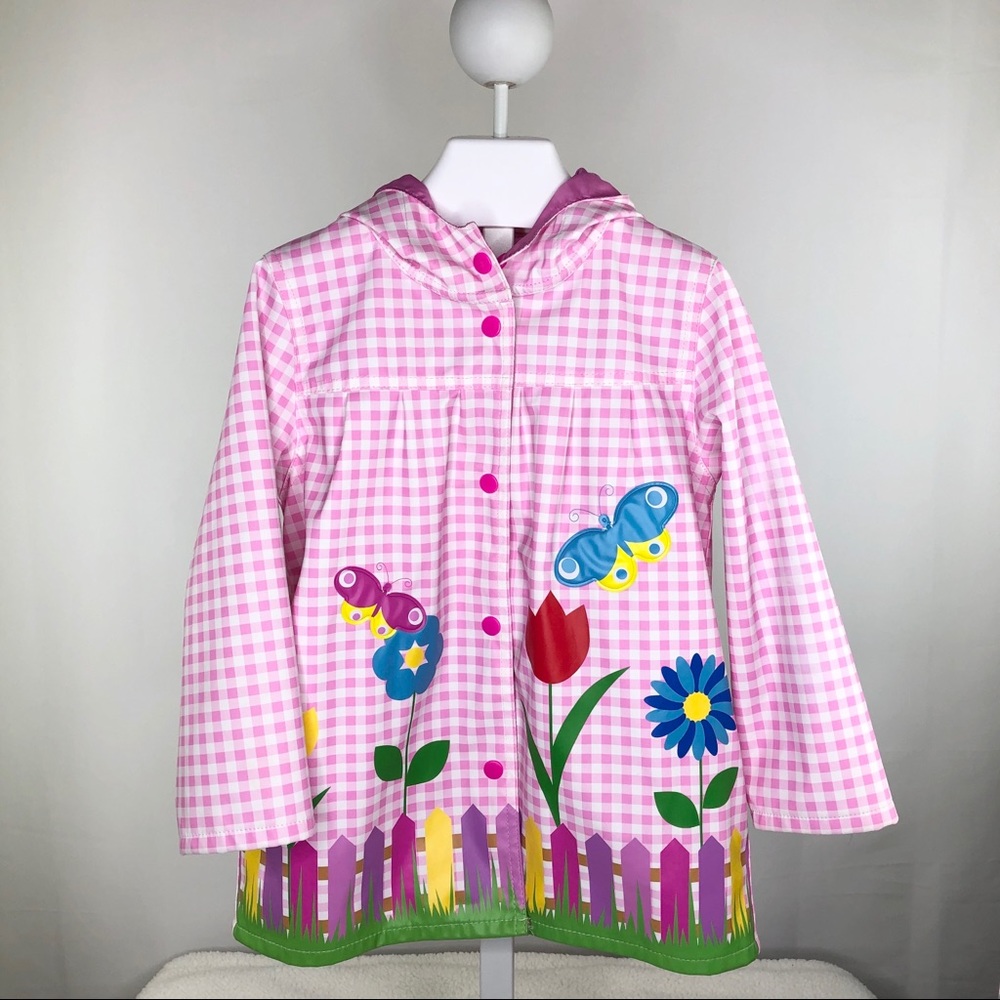 Wippette Kids Pink Gingham Hooded Raincoat size 4